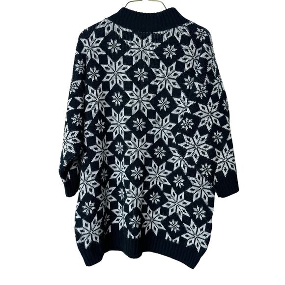 Garland VINTAGE black snowflake mock neck tunic oversized sweater Size 18 - Picture 5 of 5